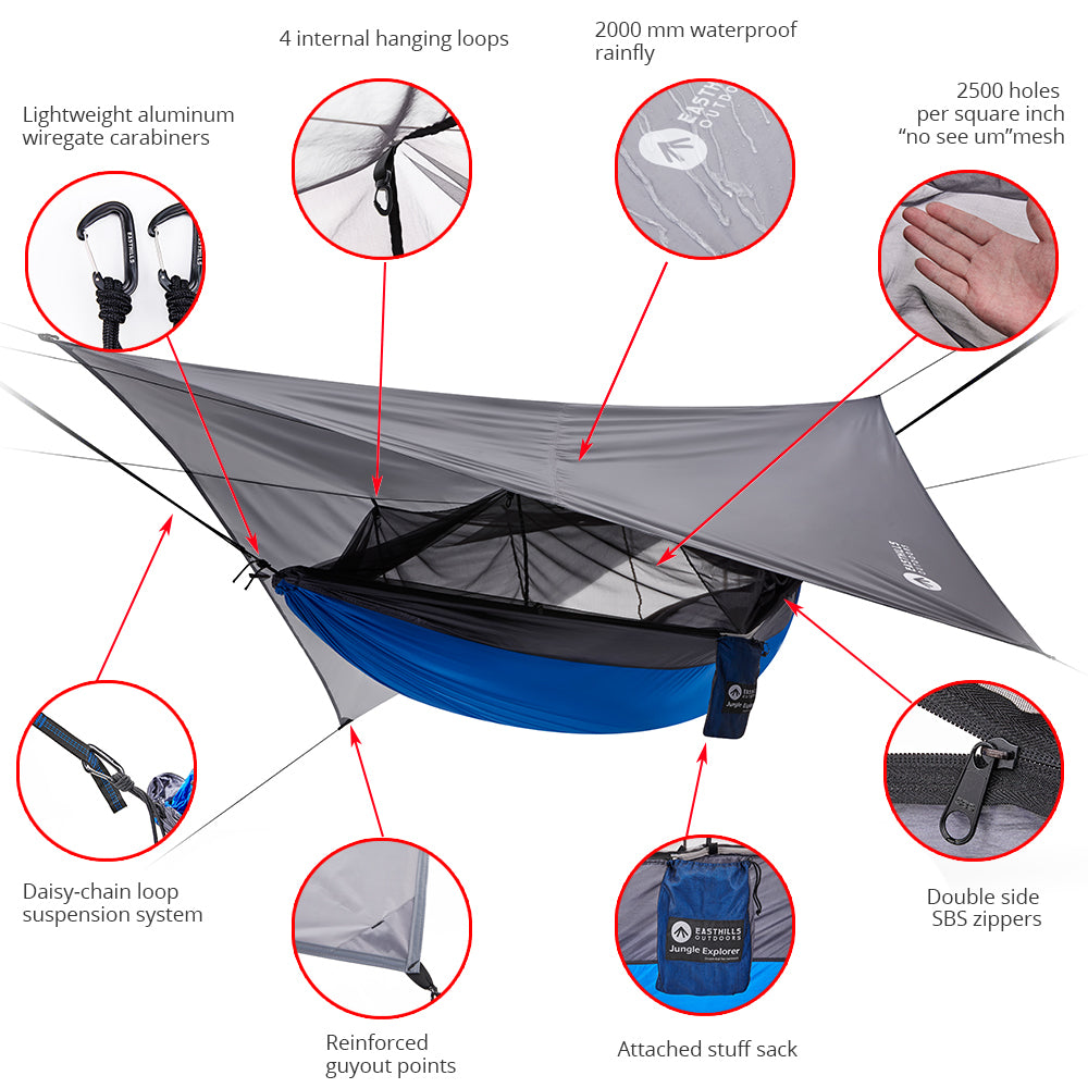 Jungle Explorer Camping Hammock with Removable Bug Net